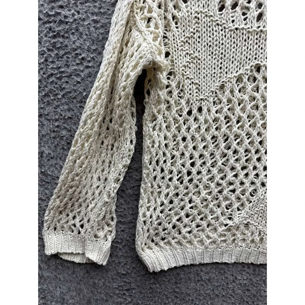 Racer Worldwide Cross Net Weave Oversized Pullover Sweater Beige Size M Unisex - Picture 4 of 11